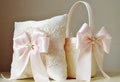 Flower Girl Basket / Wedding Flower Girl Basket / Ring Bearer Pillow /Lace and Bow Basket / Flower Girl Basket and Ring Bearer Pillow