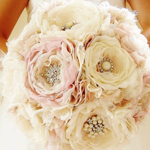 Ivory and Blush Brooch Bouquet, Bridal Bouquet, Wedding Bouquet, 50% DEPOSIT PAYMENT ONLY