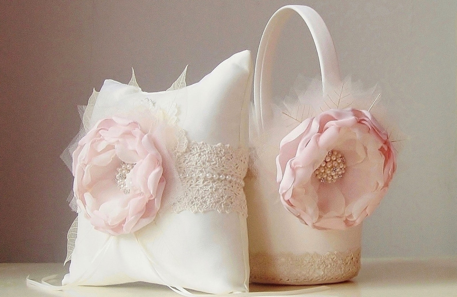 Blush Flower Girl Basket / Wedding Basket / Flower Girl Basket Etsy