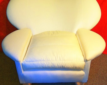 scalloped arm wing back chair