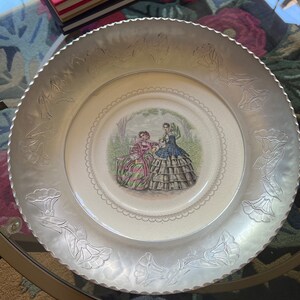 Antique Farberware Plate w/ Wrought Aluminum floral bowl