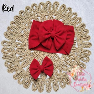 Red Bow | Standup Headwrap | Bow Clip | Big Bow | Nylon Headband | Solid Bow