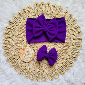 Purple Bow | Crepe Bow | Standup Headwrap | Bow Clip | Big Bow | Nylon Headband | Solid Bow