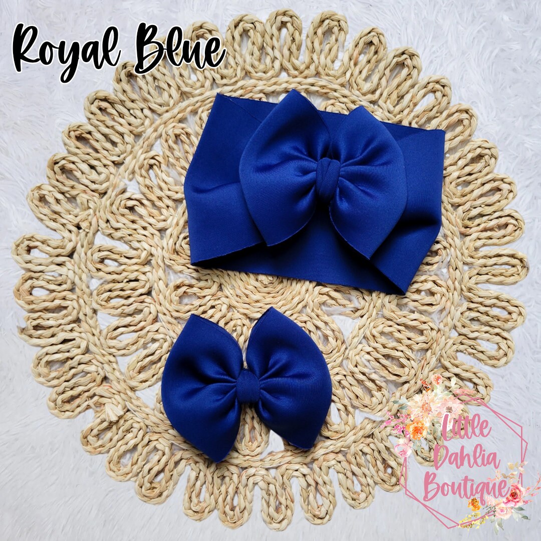 Royal Blue Bow | Blue Bow | Big Puff Bow | Scuba Bow | Bow Clip | Bow Headwrap | Girls Bow ...