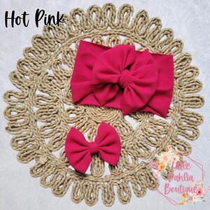 Hot Bow | Pink Bow | Standup Headwrap | Bow Clip | Big Bow | Nylon Headband | Solid Bow