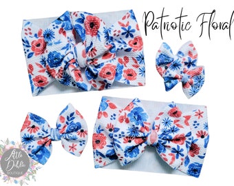 REA - Patriotisk rosett | Fjärde juli-rosett | Stor rosett | Babyhårband | Rörig rosett | Patriotisk blommig | Rosetthuvudbindel | Rosettklämma | Rosetthårband