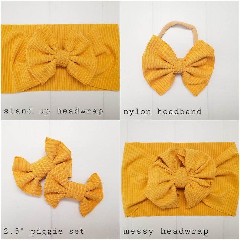 Baby Headband Green Headband Bow Clip Sage Pigtail Bows Big Bow Baby Headband Bow Headwrap Rib Knit Baby Bow Messy Bow