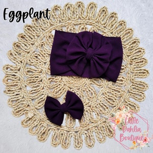 Eggplant Bow | Purple Bow | Standup Headwrap | Bow Clip | Big Bow | Nylon Headband | Solid Bow