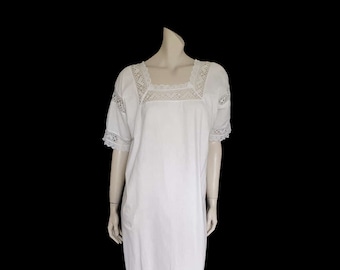 Antique White Lacy Nightgown or Maxi Dress - L