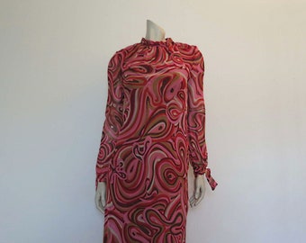 Créateur - Jérôme L'Huillier - Robe rose imprimé abstrait - Buste 86 cm