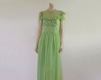 Wounded 1940s Spearmint Green Evening Dress - S