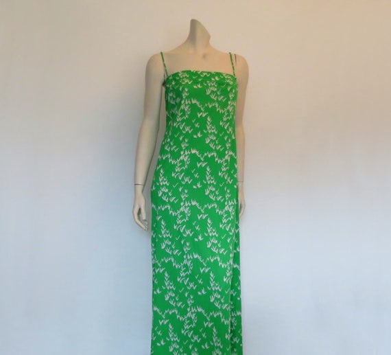 Tullo Lime Green Maxi Dress - 1970s - Bust 92 cm
