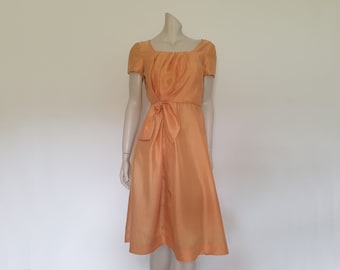 1950s Peach Silk Dress - S