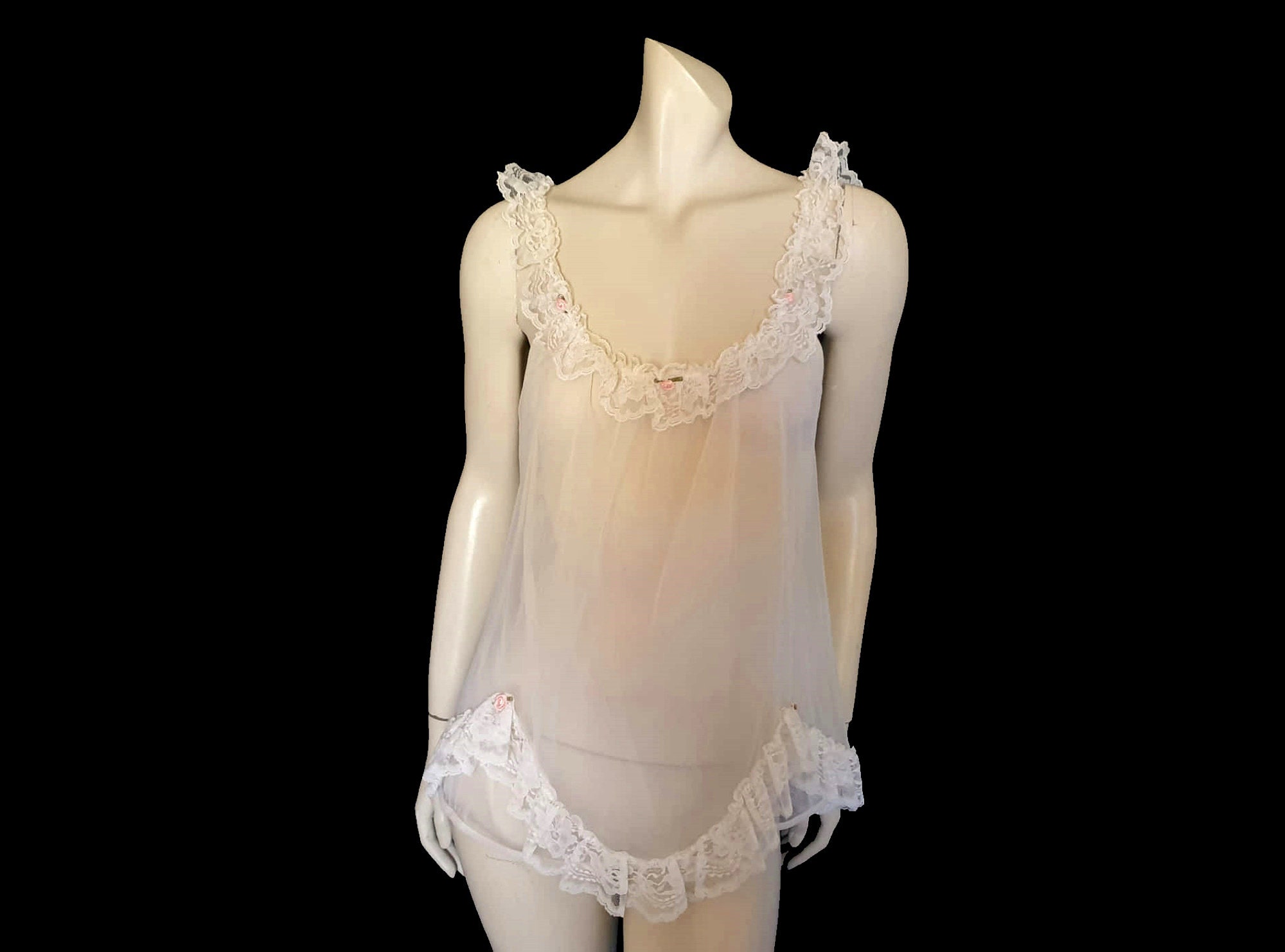 La Petite Coquette NYC 100% Silk & Lace Chemise Babydoll Slip