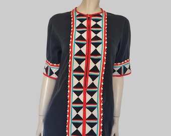 Asian Patchwork Caftan Style Dress - M