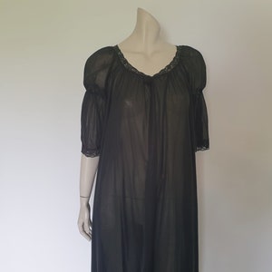 Peignoir Noir Transparent, Robe, avec Manches Fantaisie M image 3