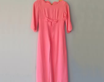 Vestido de noche de crepé rosa de los años 60 - XS