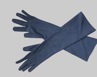 Long Blue Gloves - M
