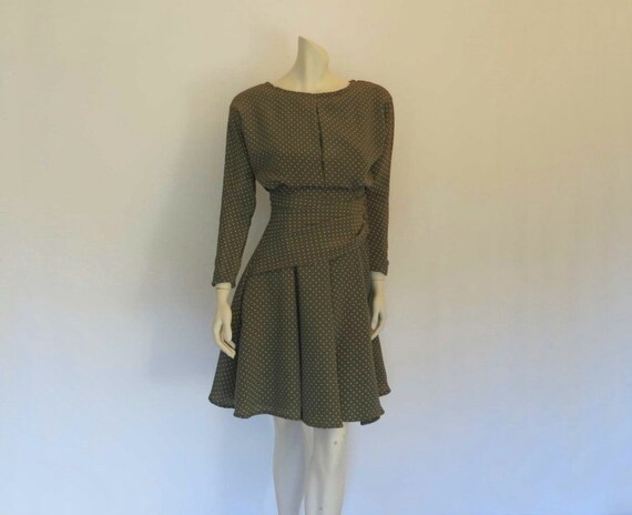 olive green polka dot dress