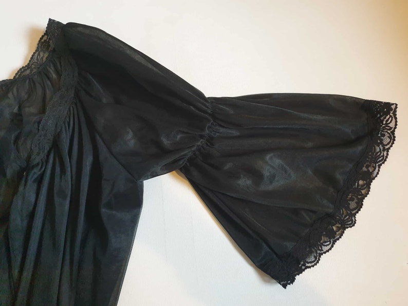 Peignoir Noir Transparent, Robe, avec Manches Fantaisie M image 4