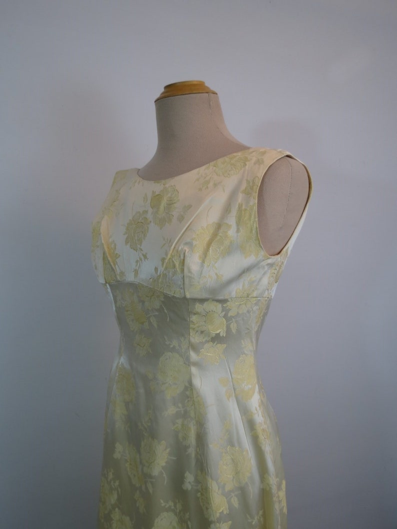 Cream Damask Wedding Dress With Bolero 1960s Vintage Bust 81 cm