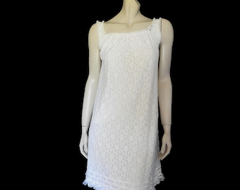 Camisón o vestido blanco de encaje de los años 60 de St Mark - XS