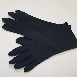 Zwarte handschoenen met strepen uit de jaren 60 - L