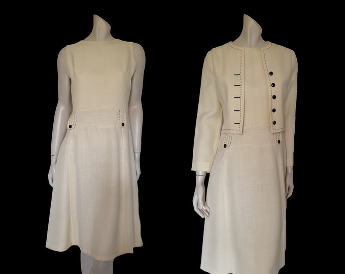 1960s Cream Dress & Jacket Set by M Etsy