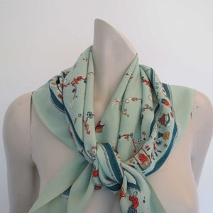Green Scarf With Chinese Figures