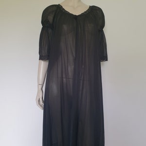 Peignoir Noir Transparent, Robe, avec Manches Fantaisie M image 2