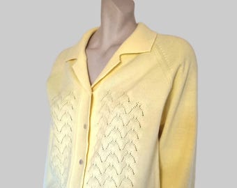 1960s Yellow Cardigan With Collar - M