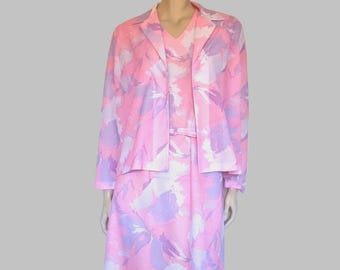 1970s Pink Dress & Jacket Set by Osti - M to L
