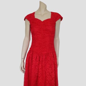 1980s Red Lace Dress by Purple Patch - M