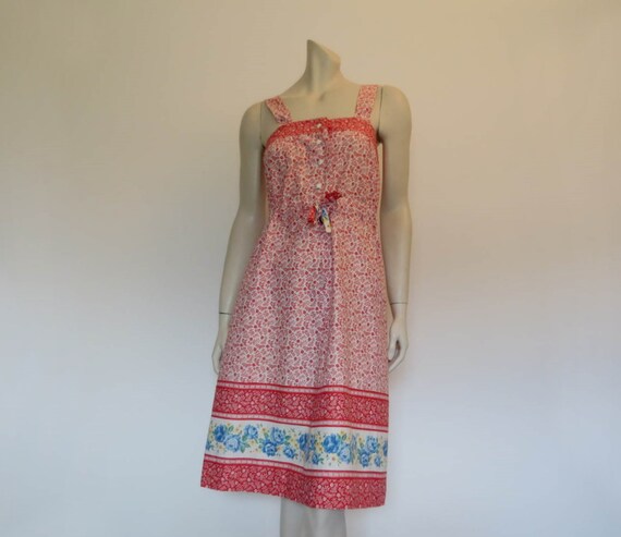 1970s Red & White Floral Sundress by Neville Baker