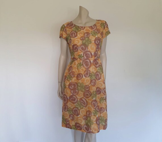1960s Peach and Plum Cotton Dress by American Accent M - Etsy