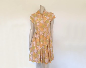 1960s Peach Open Weave Cotton Dress by Jalna - M Petite