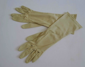 Beige Half Length Nylon Gloves - 1960s