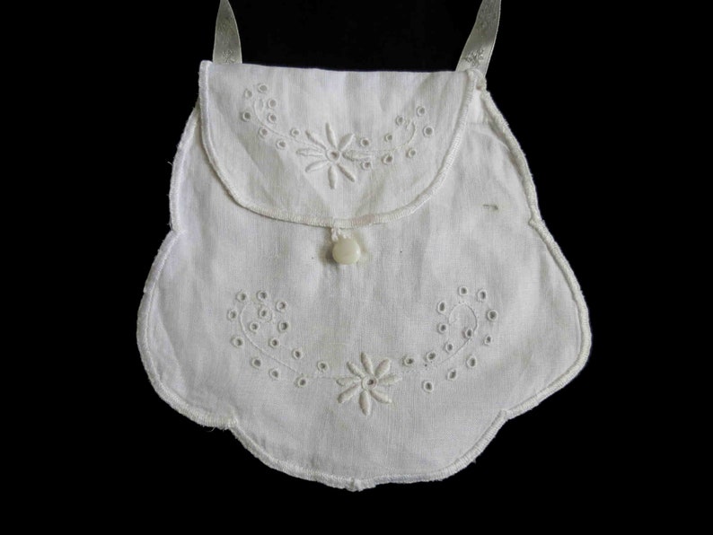Antique Embroidered Linen Purse