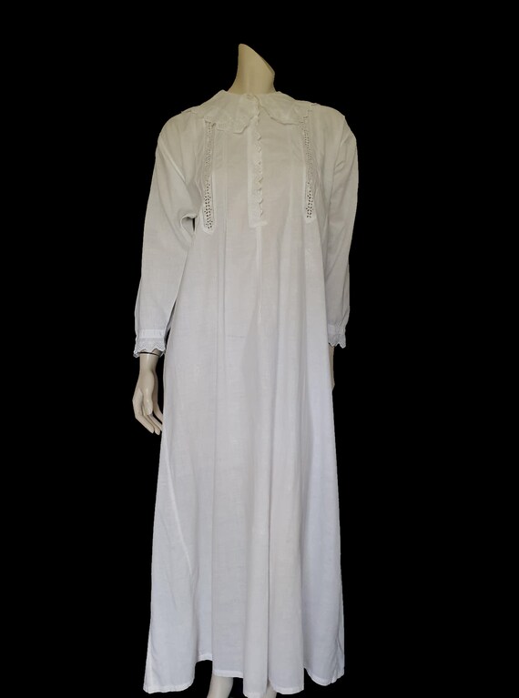 antique cotton nightgown with square neck & daisy eyelet