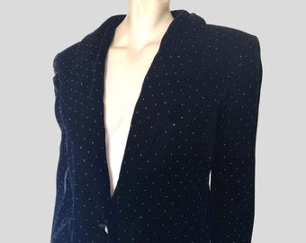 1980s Black Velvet Starry Night Jacket by Piero de Monzi - S