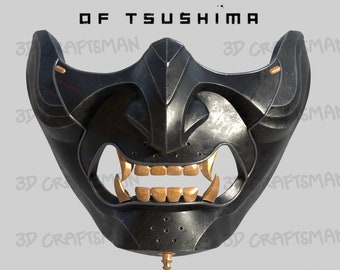 Japanese samurai Costume mask demon oni Cosplay mask GHOST OF TSUSHIMA - Ghost Mask- Fan art cosplay mask 3D print file