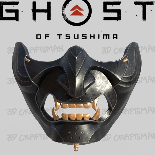 Japanese samurai Costume mask demon oni Cosplay mask GHOST OF TSUSHIMA - Ghost Mask- Fan art cosplay mask 3D print file