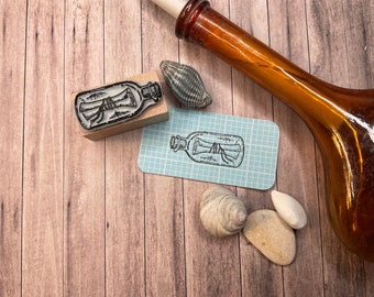 Stamp SALT WATER HEART - message in a bottle