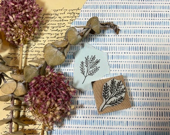 Wooden stamp filigree leaves