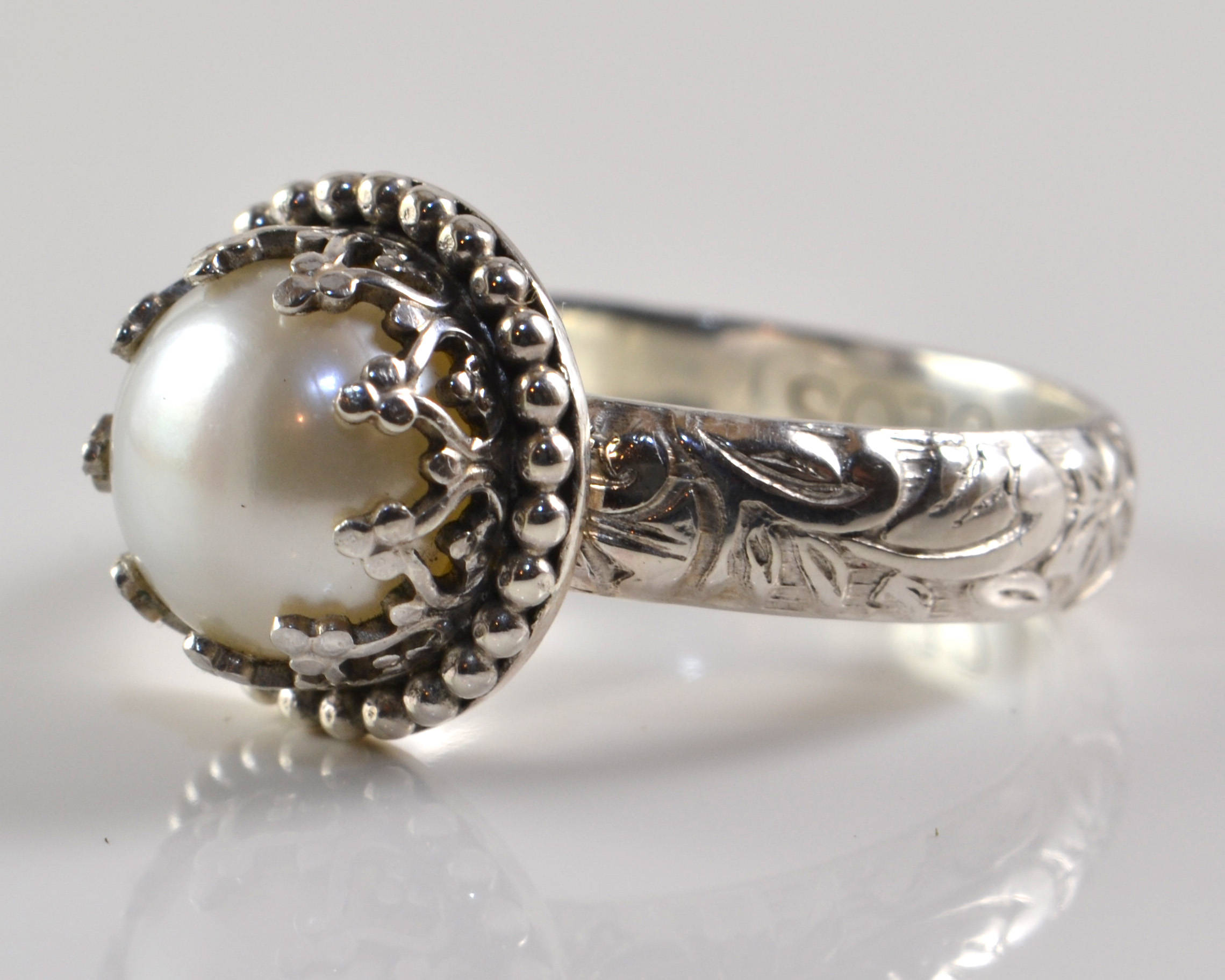 moti silver ring, moti, shell pearl, freshwater pearl, cultured pearl, real  pearl, basra pearl, pearl silver ring – CLARA