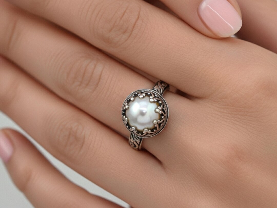 Pearl Ring Sterling Silver, Freshwater Pearl With Vintage Filigree ...