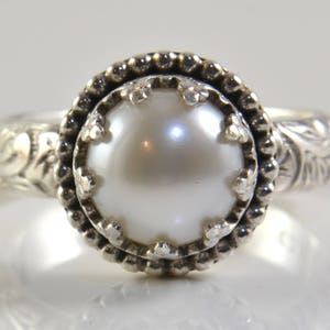 Pearl Ring in Sterling Silver Freshwater White Pearl Stone - Etsy