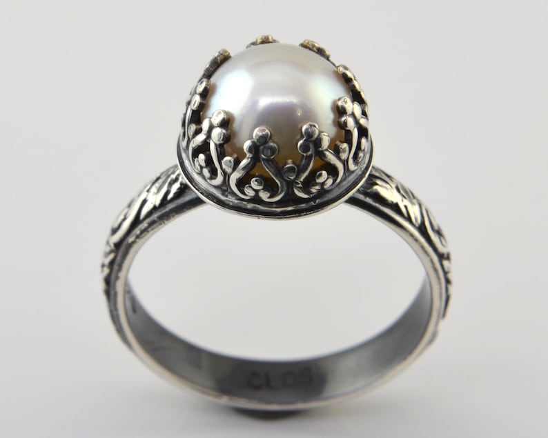 Pearl Ring Sterling Silver, Freshwater Pearl With Vintage Filigree ...