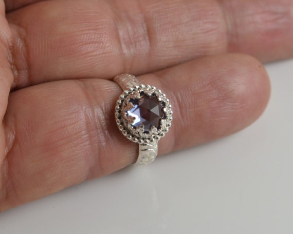 Bague Argent Sterling 925 Avec Alexandrite De Labo - Taille 7 (personnalisable) - Style Art Déco