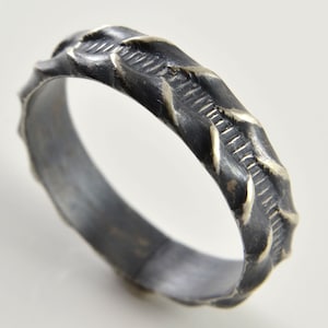 Sterling Silver Band Ring, Matching Wedding Band, Modern and Rustic Patterned Band, Vintage Style Pattern Ring, Handmade Custom Gift Ring